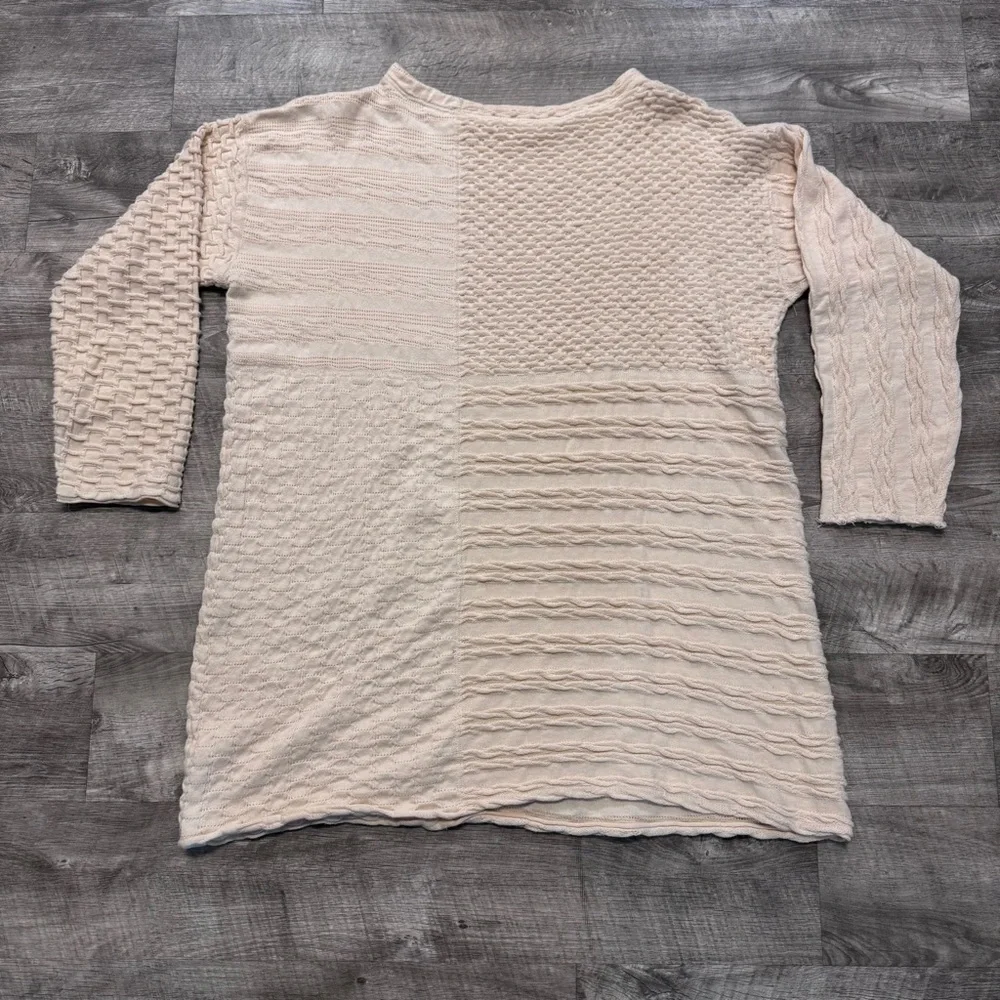 Free People Extra Textured Creme Pullover Crew Neck Sweater Womens Sz. M